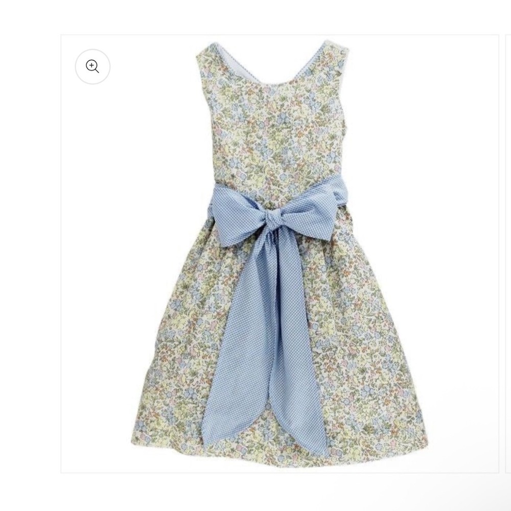 Bailey Boys Girls Buttercup Floral Sleeveless Dress Blue Gingham‎ Sash Size 6